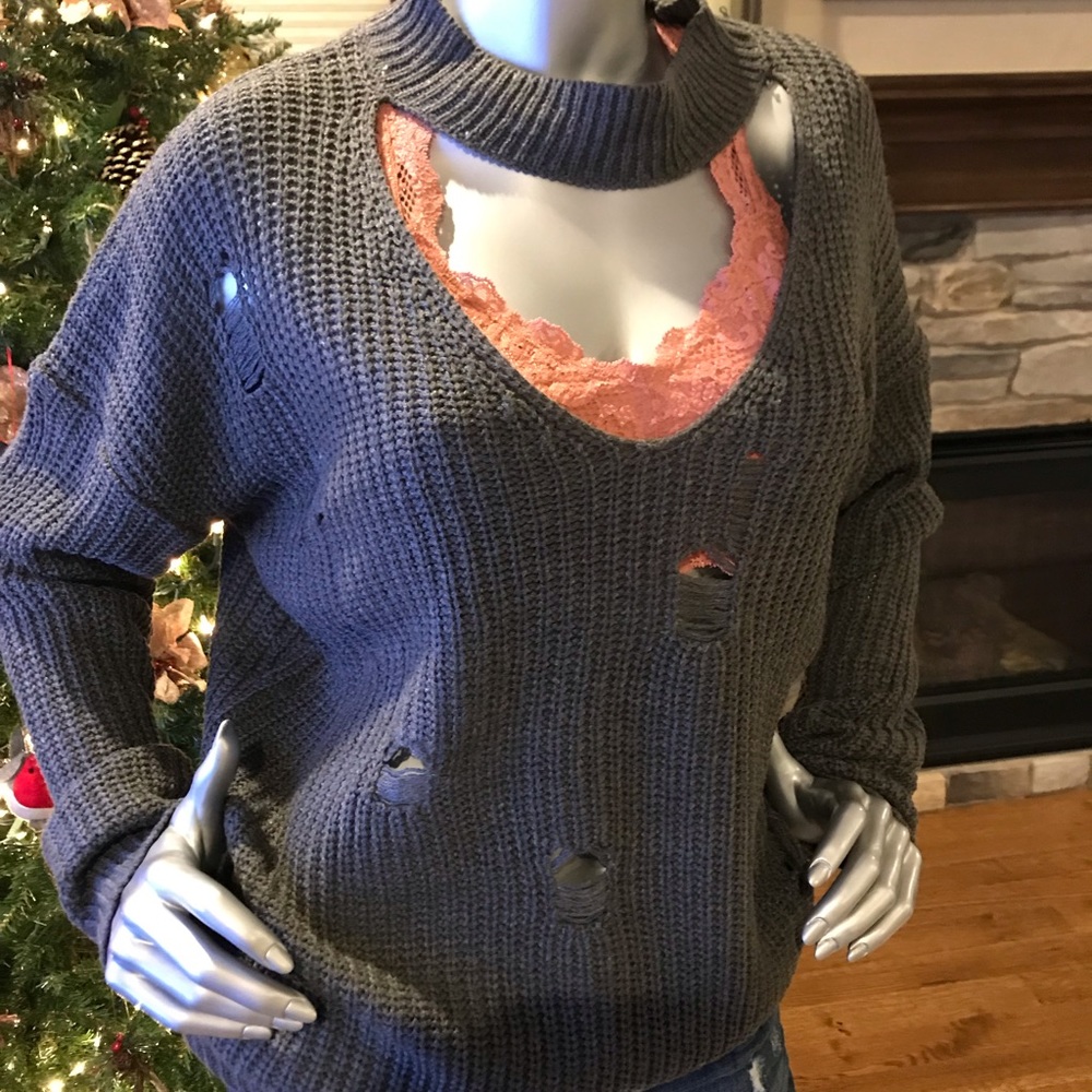Gray slouchy sweater